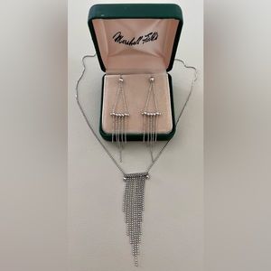 White gold necklace and earring set